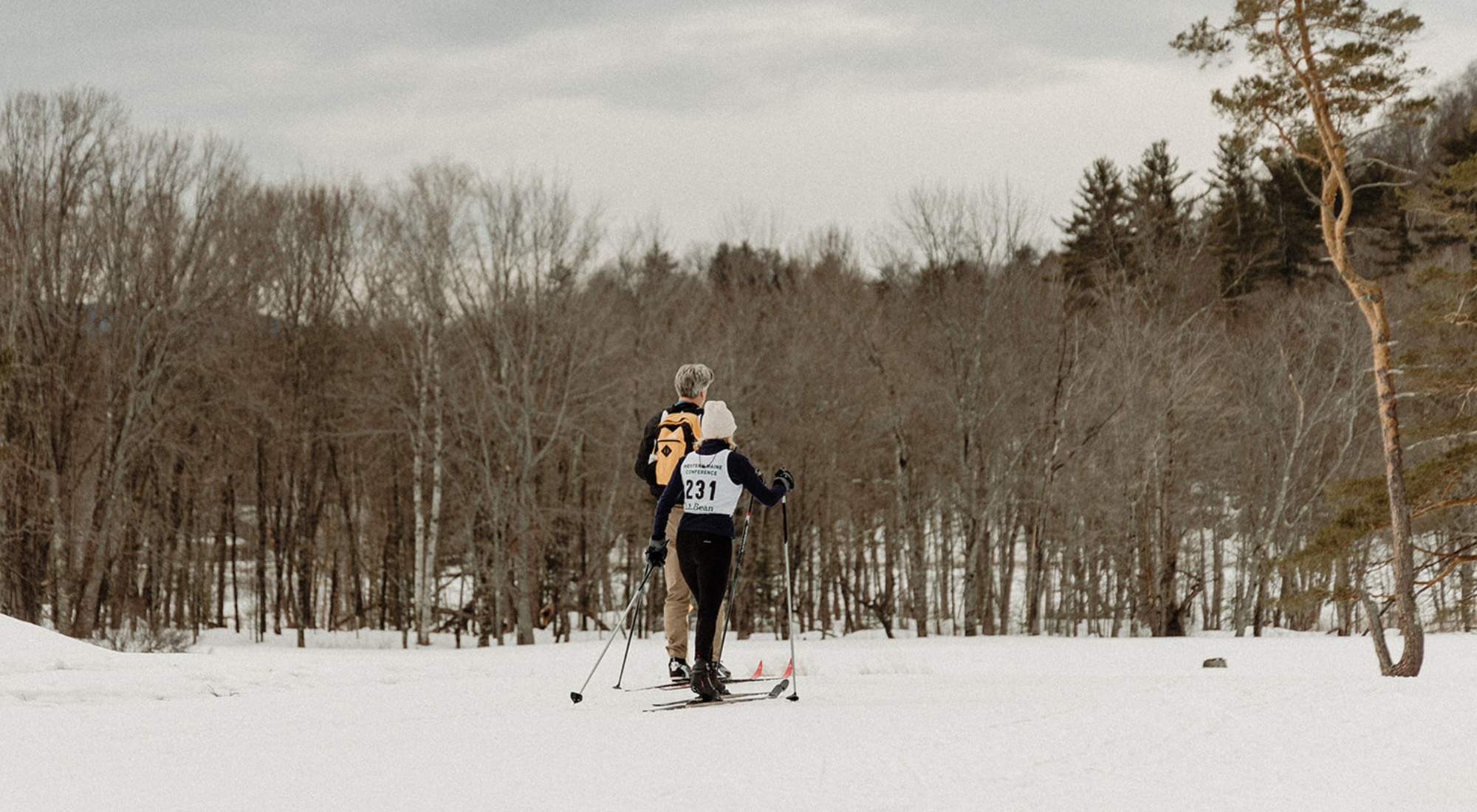 people cross country skiing