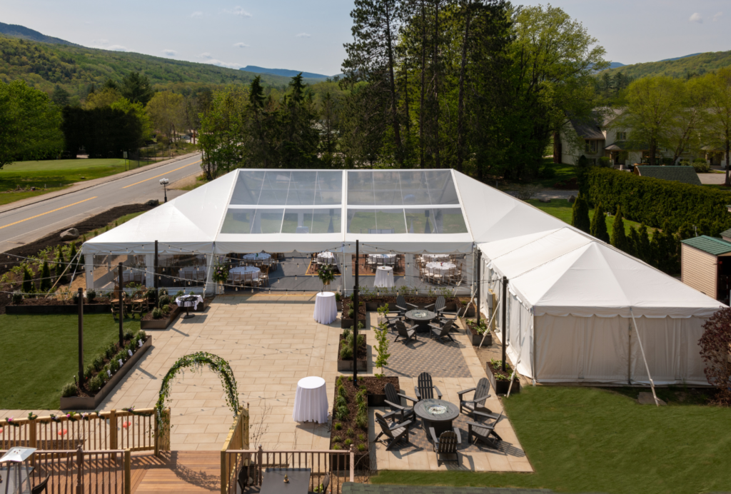The Wentworth Inn deck with tent and tables