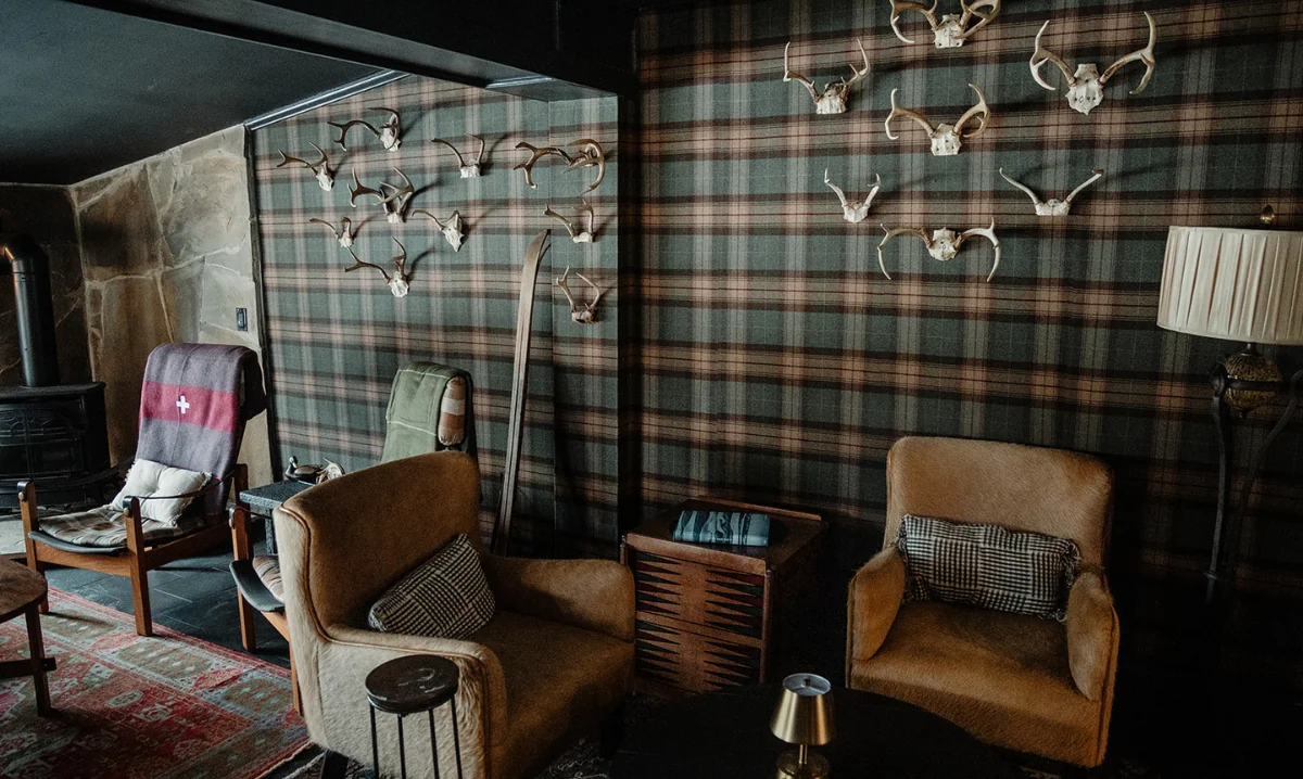 Chairs with antlers on the wall at the Wentworth